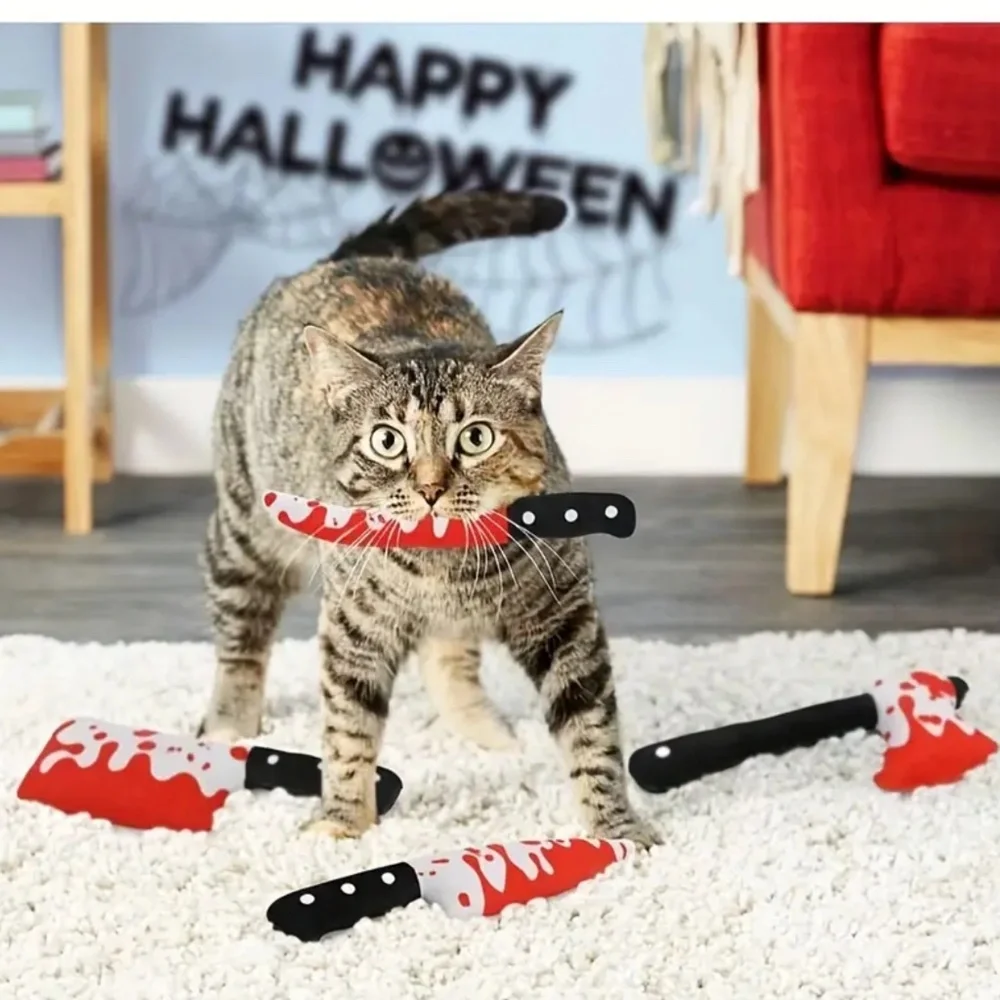 NIP! Set of 4 Horror Movie Murder Weapons Organic Catnip Toys!